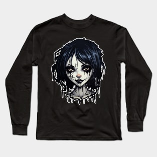 Scary Jester Goth Girl Long Sleeve T-Shirt